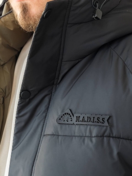 Теплая мужская черная зимняя курточка Madiss с капюшоном К-1502