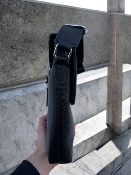 Черная кожаная сумка CK через плечо S-115
