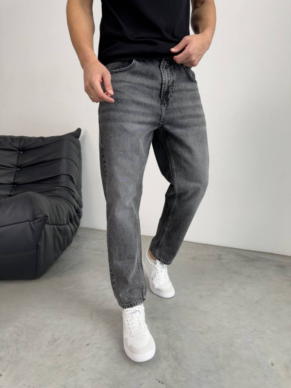 Джинсы мужские темно серые slim crop Д-871