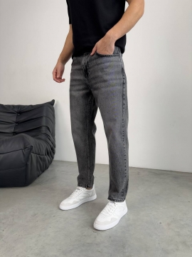 Джинсы мужские темно серые slim crop Д-871