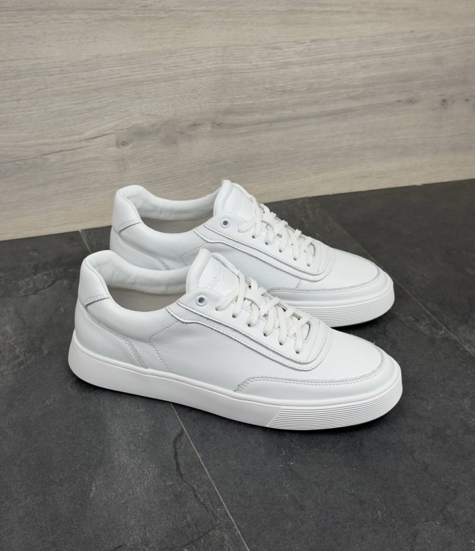 Белые мужские кеды из натуральной кожи Clubshoes Т-1038