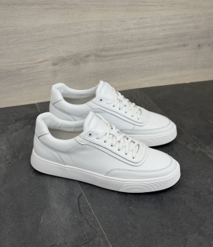 Белые мужские кеды из натуральной кожи Clubshoes Т-1038