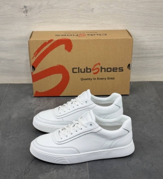 Белые мужские кеды из натуральной кожи Clubshoes Т-1038