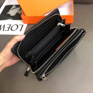 Мужской кожаный клатч Hermès на 2 молнии К-140