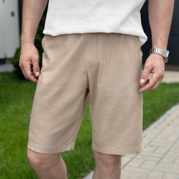 Бежевые мужские льняные шорты С-723