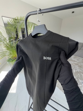 Черная мужская однотонная брендовая футболка Boss Ф-1563
