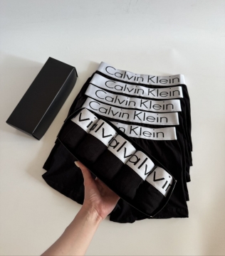Черные мужские трусы Calvin с серебристой резинкой Т-65