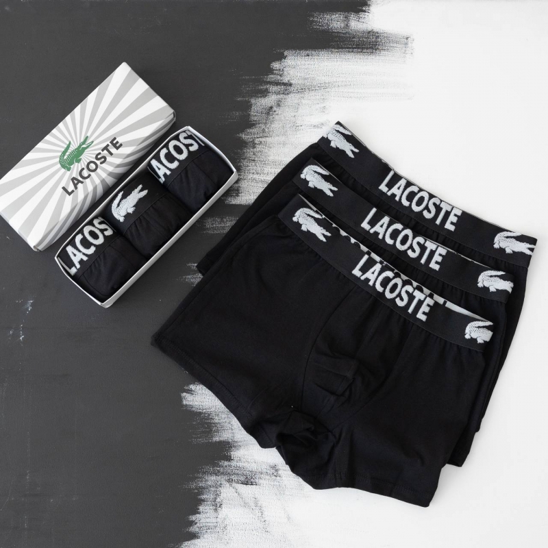 Черные мужские трусы Lacoste с черной резинкой Т-68