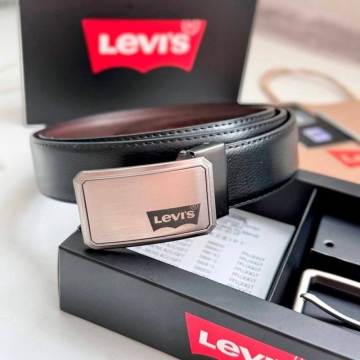 Кожаный мужской брендовый ремень Levis с 2 пряжками Р-303