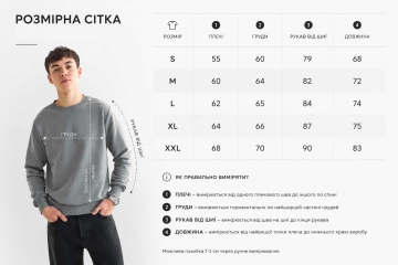 Серый мужской базовый мужской свитшот свободного кроя Т-1392