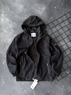 Черная мужская брендовая демисезонная ветровка Lacoste К-1623