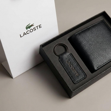 Черный мужской брендовый кошелек Lacoste К-160
