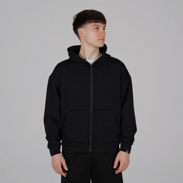 Черная мужская кофта Slavni весна-осень на молнии с капюшоном Т-1437