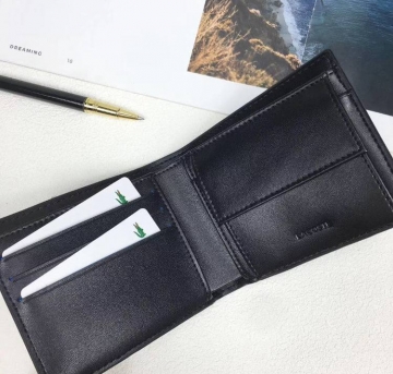 Кожаный маленький брендовый кошелек Lacoste с брелком К-168