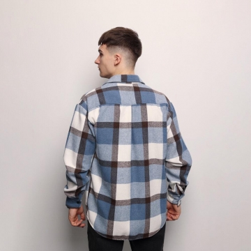 Утепленная мужская рубашка Pobedov в голубую клетку Р-1624