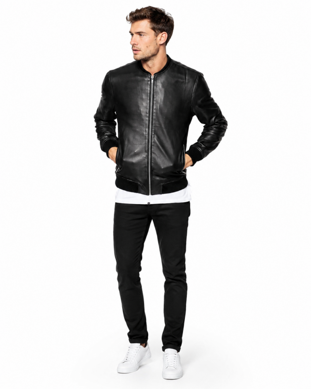 Чоловічий легкий бомбер із екошкіри К-133