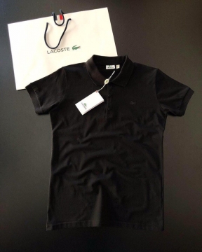 Черная мужская футболка поло Lacoste Ф-469