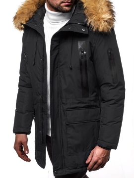 Черная парка с рыжим мехом Z-233