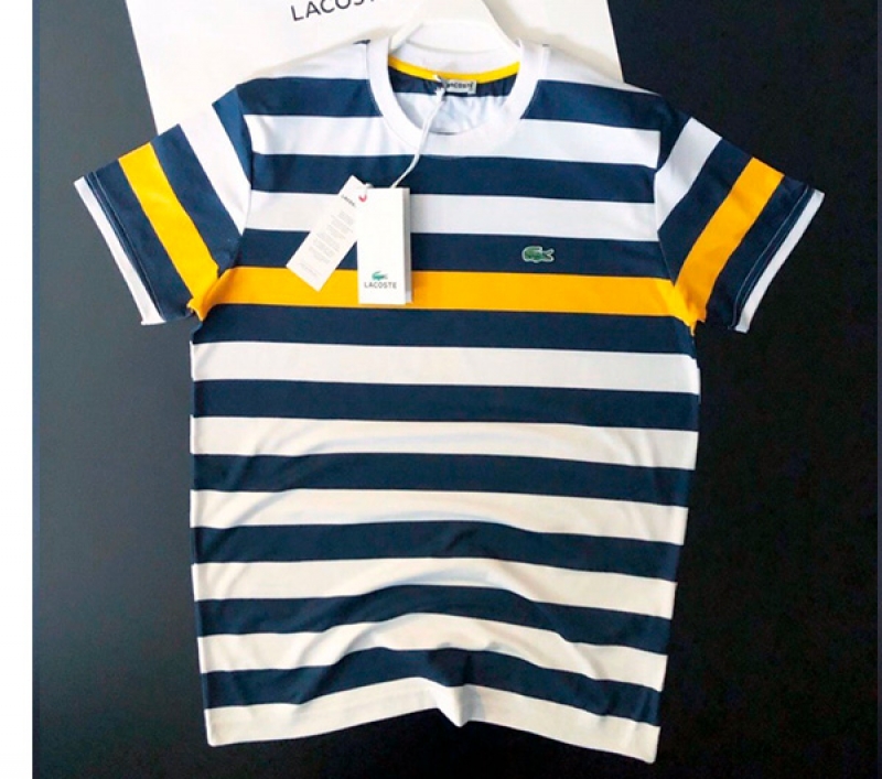 Стильная мужская футболка lacoste в полоску Ф-490