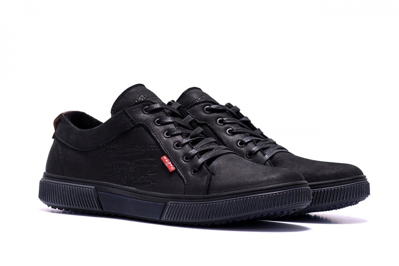 Черные Мужские кожаные кеды Levis Т-272