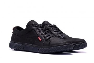 Черные Мужские кожаные кеды Levis Т-272