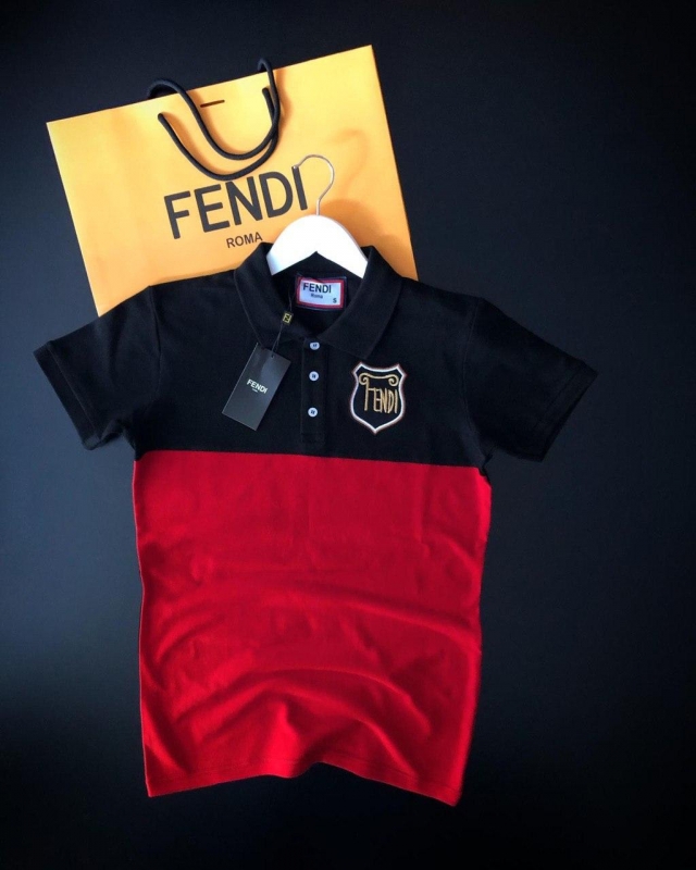 Мужская двухцветная футболка поло fendi Ф-499