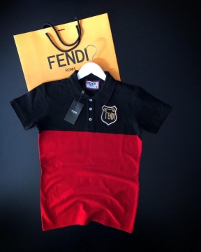 Мужская двухцветная футболка поло fendi Ф-499