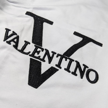 Белый летний мужской комплект шорты и футболка Valentino К-189