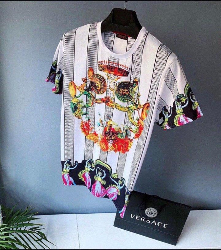 Брендовая мужская футболка Versace в полоску Ф-601