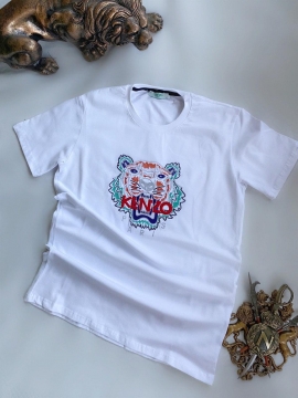 Мужская белая футболка Kenzo с логотипом Ф-657