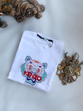 Мужская белая футболка Kenzo с логотипом Ф-657