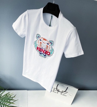 Мужская белая футболка Kenzo с логотипом Ф-657