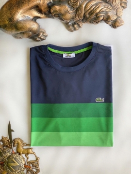 Модна біла футболка Lacoste з смугами Ф-663