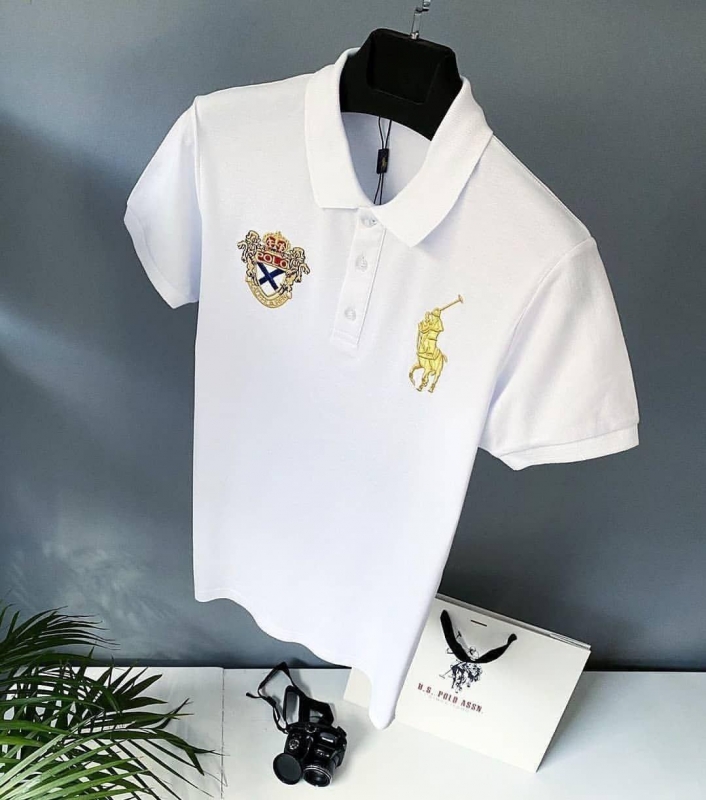 Белая мужская футболка поло Ralph Lauren Ф-665