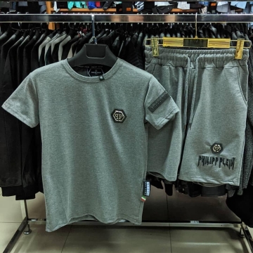 Брендовый мужской летний комплект футболка и шорты Philipp Plein К-214