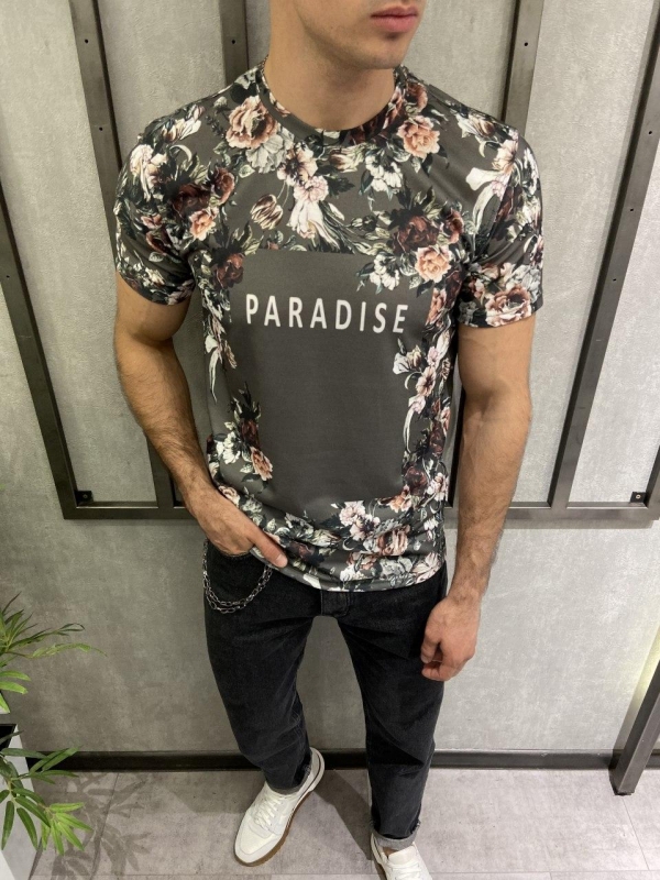 Модная мужская футболка Paradise с цветами Ф-689