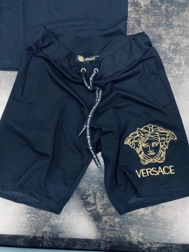 Летний мужской черный комплект Versace К-233