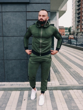 Стильний комфортний спортивний костюм з бічними смугами на змійці К-247