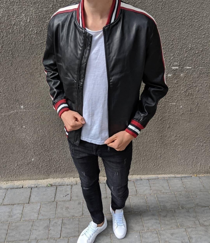 Кожаный мужской  бомбер ZARA К-371
