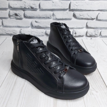 Кожаные мужские зимние ботинки Armani Т-297