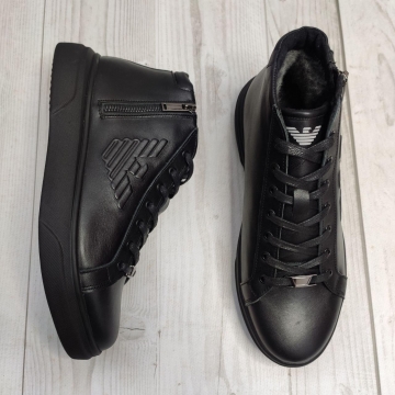 Кожаные мужские зимние ботинки Armani Т-297