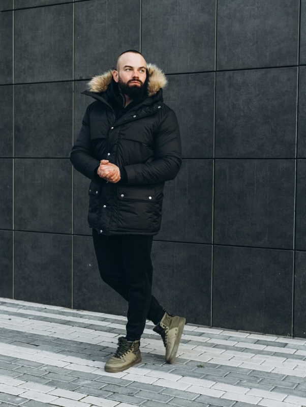 Теплая мужская зимняя куртка Аляска Asos с мехом на капюшоне Z-307
