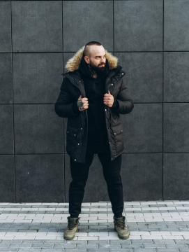 Теплая мужская зимняя куртка Аляска Asos с мехом на капюшоне Z-307