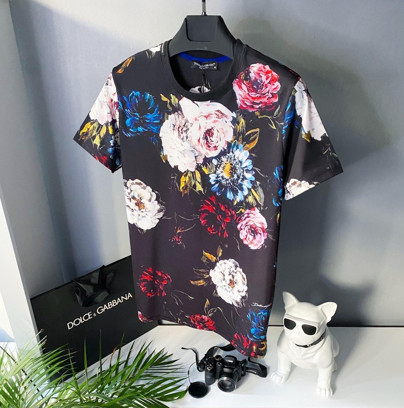 Брендовая футболка Dolce с цветами Ф-732