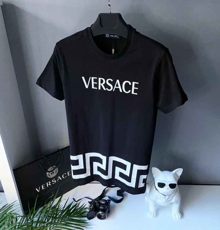 Черная мужская брендовая футболка Versace Ф-738
