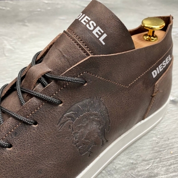 Коричневые мужские кожаные кеды Diesel Т-343