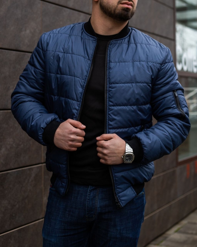 Мужской стильный синий бомбер К-431