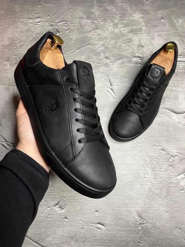 Мужские черные кожаные кеди Diesel Т-390