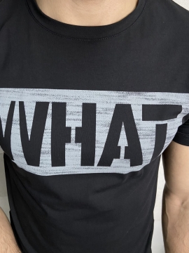 Черная однотонная футболка What Ф-788