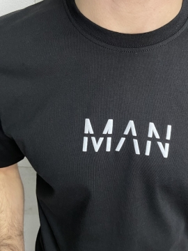 Черная однотонная мужская футболка Man Ф-791